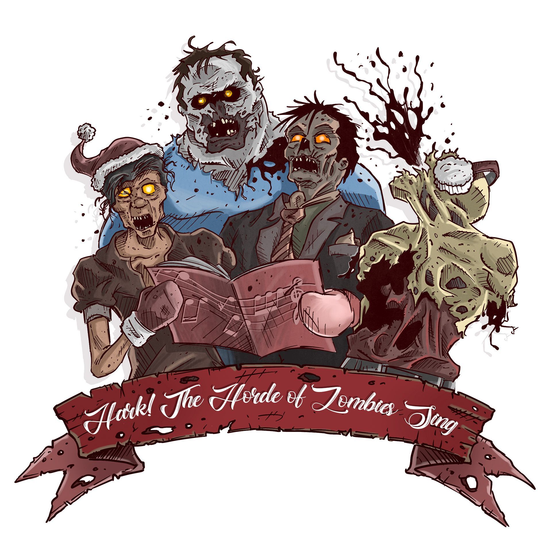 zombies singing carols for Christmas