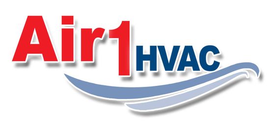 a logo for air 1 hvac with a wave in the middle .