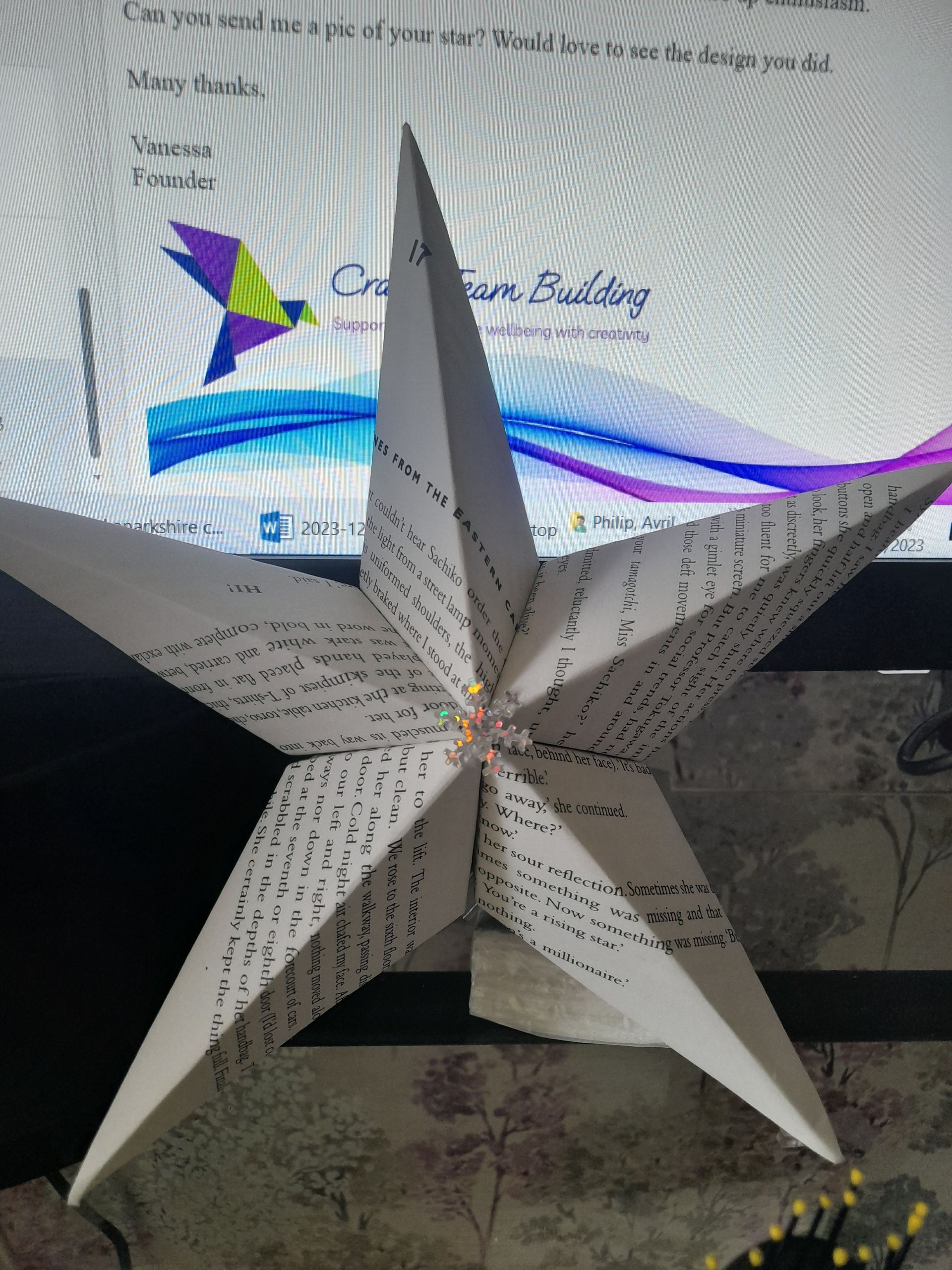 Online origami team building workshop