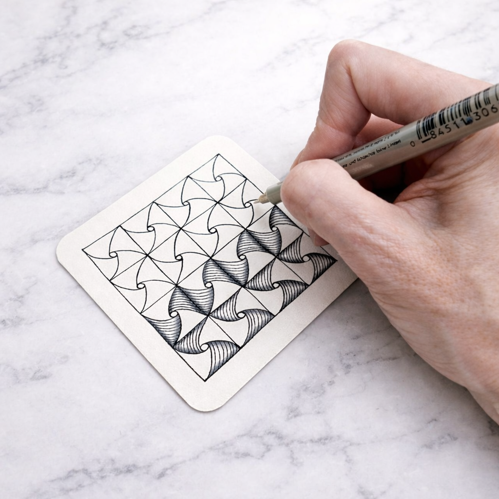 Online zentangle mindful drawing corporate art team building workshop