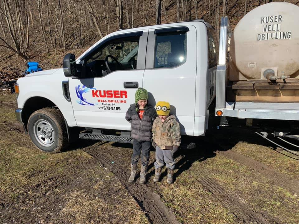 Truck and Two Kids — Roaring Branch, PA — Kuser Well Drilling