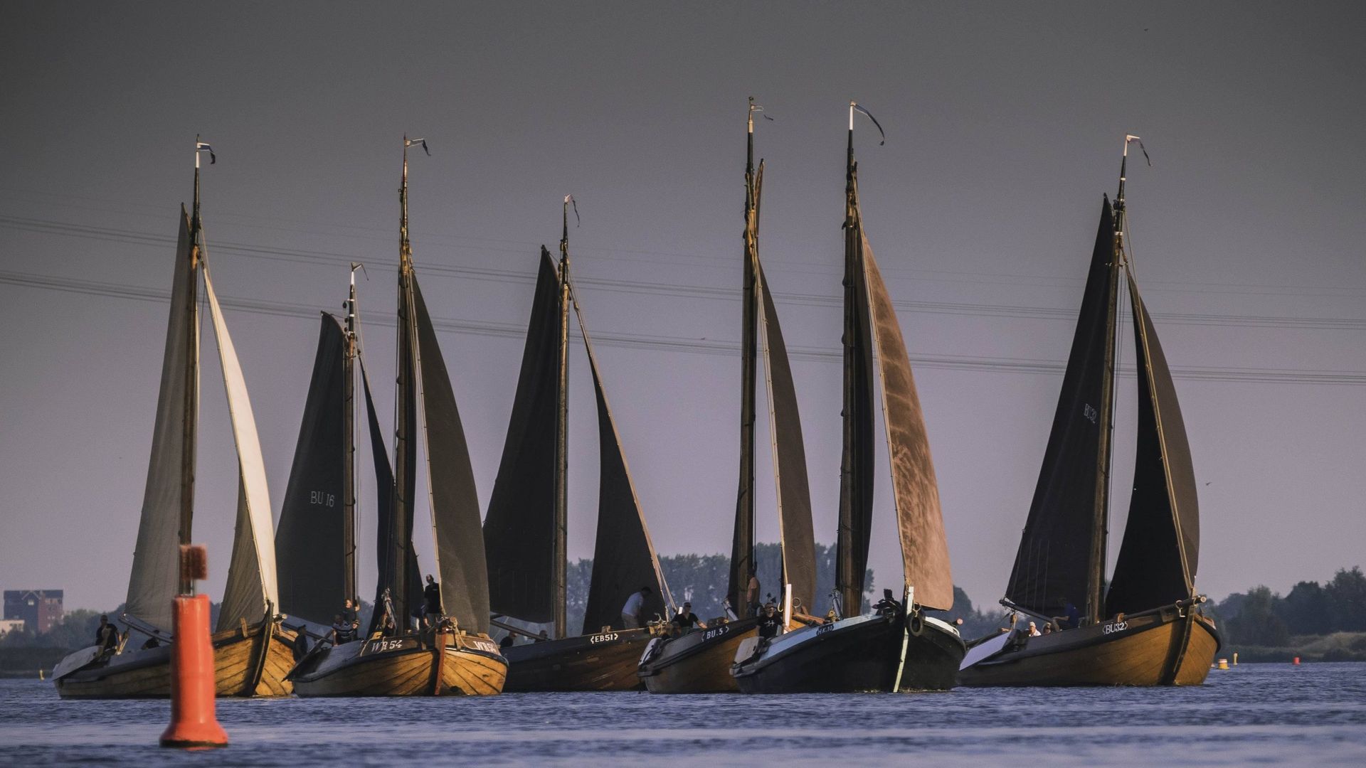 Varen op een botter. Wedstrijdzeilen op dinsdagavond. DARP