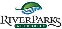 River Parks Authority logo: leaf and water graphic,
