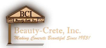 Beauty-Crete, Inc. logo: a wooden-colored architectural element with the letters