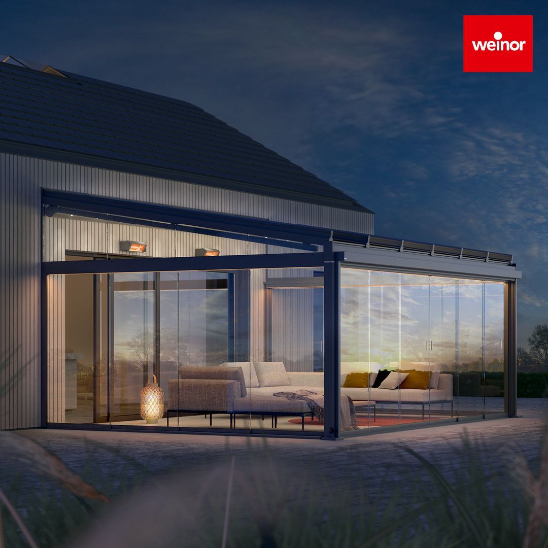 A picture of a house with a weinor logo in the corner