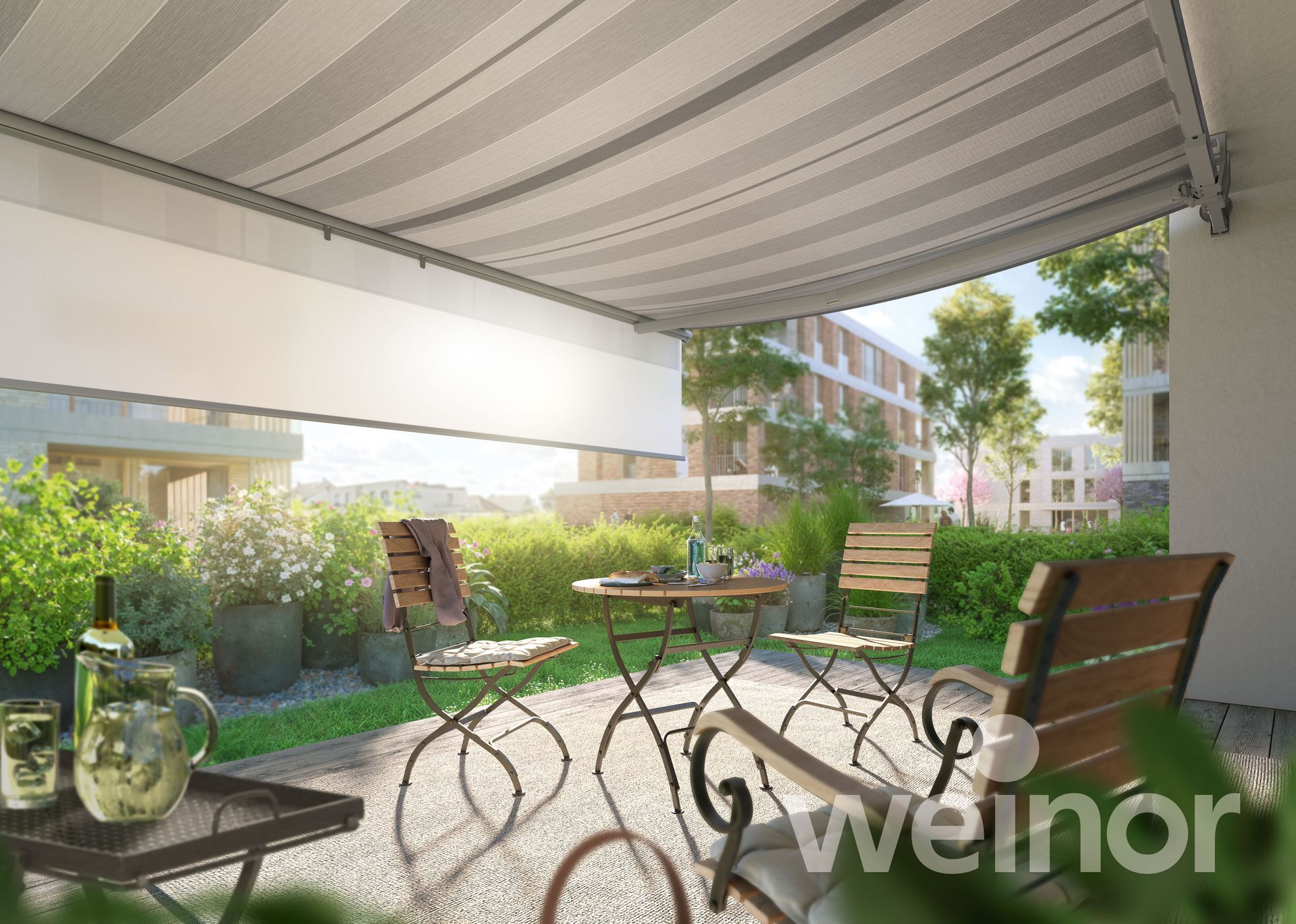 A window seat with shutters and pillows in a living room.