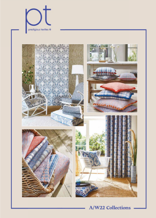 A brochure for a w22 collection of curtains and pillows