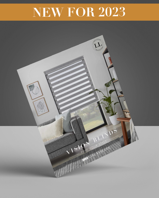 A brochure for vision blinds is sitting on a table.