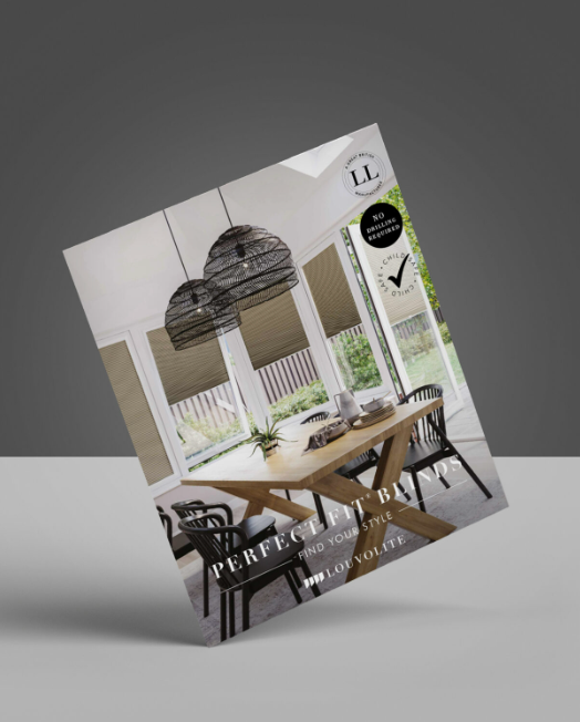 A brochure with a picture of a dining room table and chairs on it.