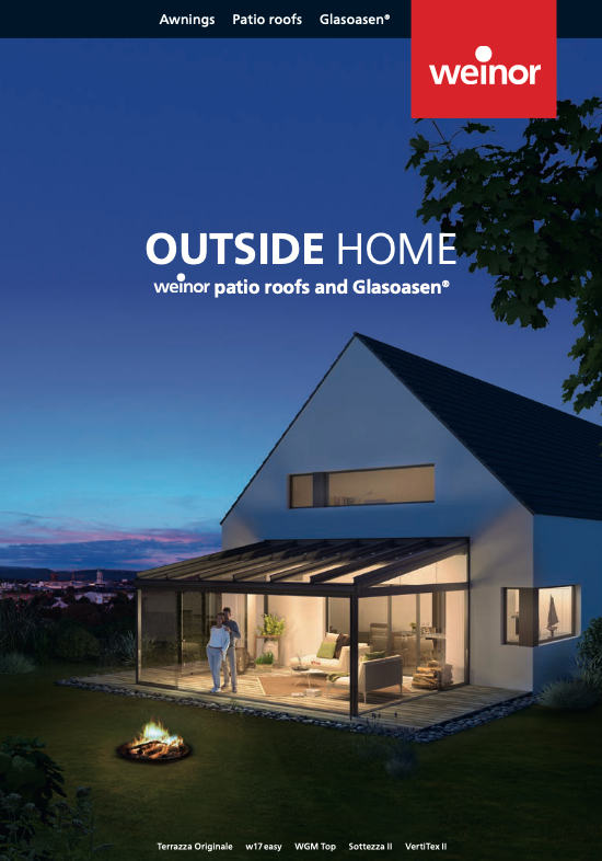 A white house with a red weinor logo on the top