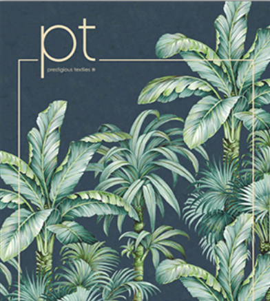 A painting of palm trees with the word pt on the bottom