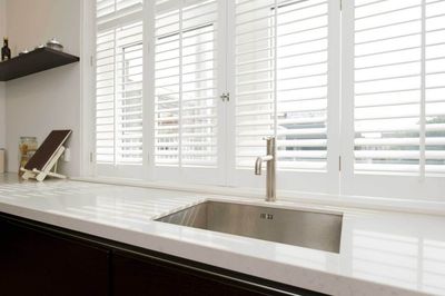 Kitchen with Wooden Blinds — St. Louis, MO — Overland Shade Co.