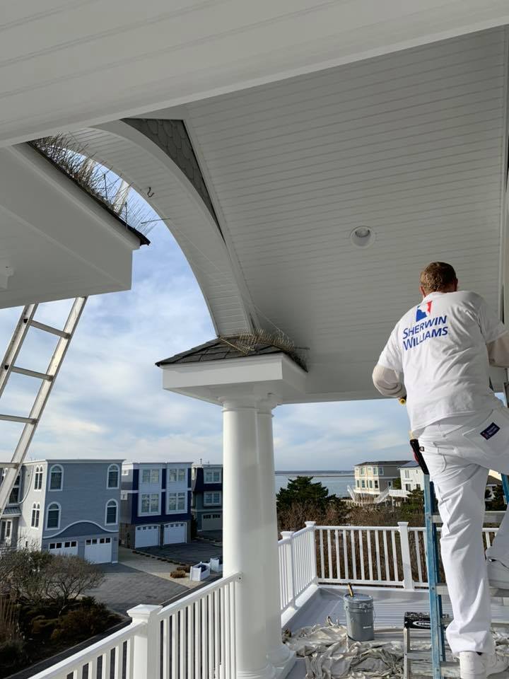 House painting bay front custom home best LBI painter SPG Paint and Stain Harvey Cedars Long Beach Island