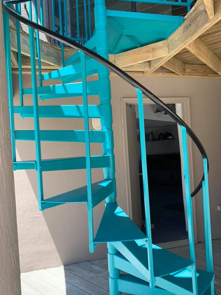 power wash IPE hardwood House paintingHouse Painting Metal staircase SPG Paint and Stain Barnegat Light Painters LBI Harvey Cedars