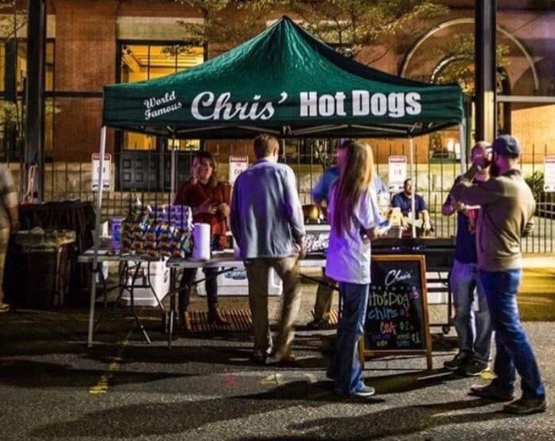 Hot dog tent providing wedding catering services in Montgomery, AL