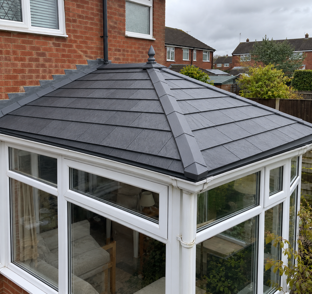 Conservatory with a new insulated tiled warm roof