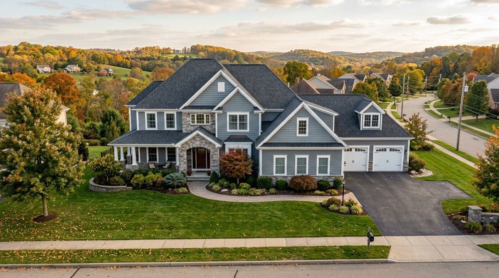 Homes with roofs like this one are common in Sinking Spring and Wernersville, Pennsylvania