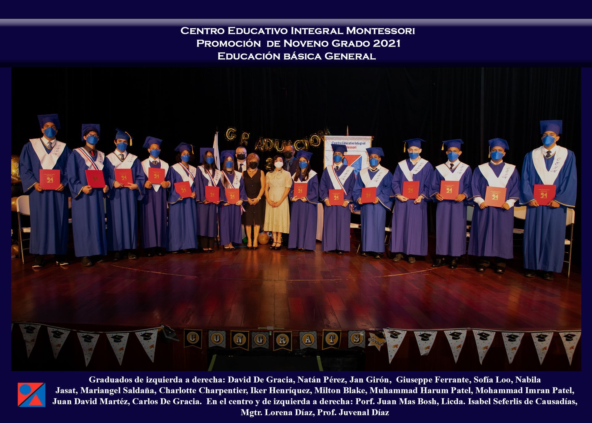 Ceremonia de promoción del noveno grado, generación 2021, en el CEI Montessori