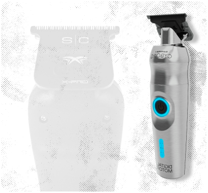 A close up of a hair clipper on a white background.