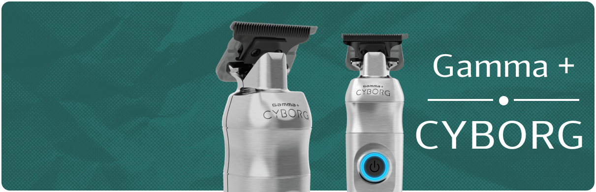 Two hair clippers are sitting next to each other on a green background.