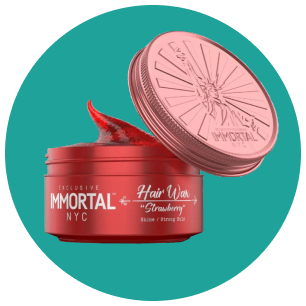 A jar of immortal nyc strawberry hair wax