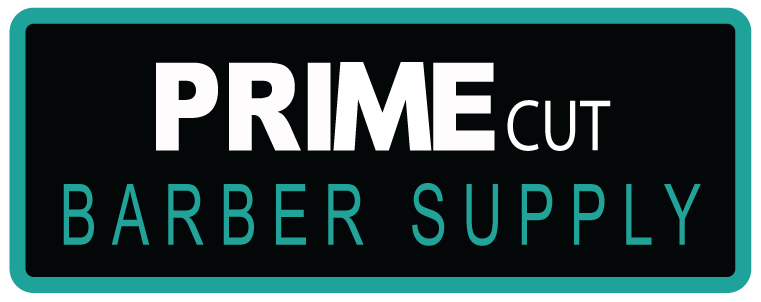 A logo for prime cut barber supply with three gold stars