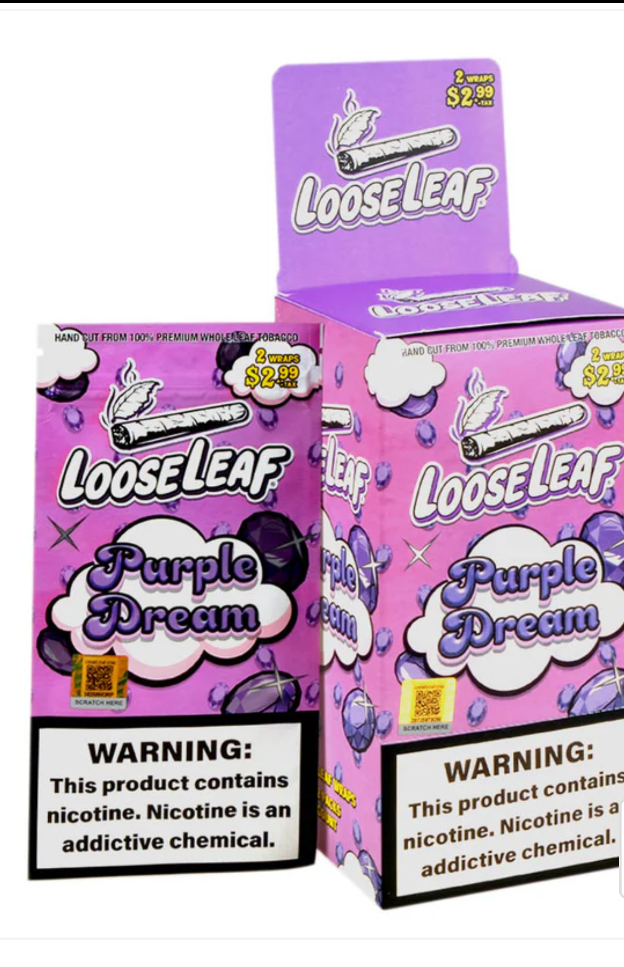 Loose Leafs Natural Wraps Purple Dream, 20 packs of 2