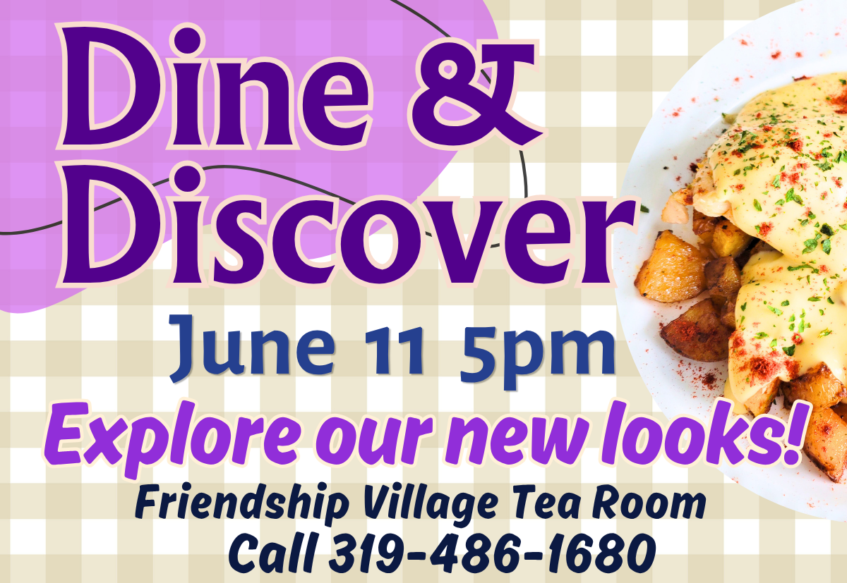 beige picnic cloth with purple elements advertising Dine and Discover on June 11