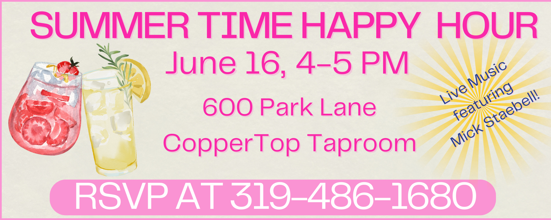 Summertime Happy Hour June 16 at 600 Park Lane Waterloo Iowa 