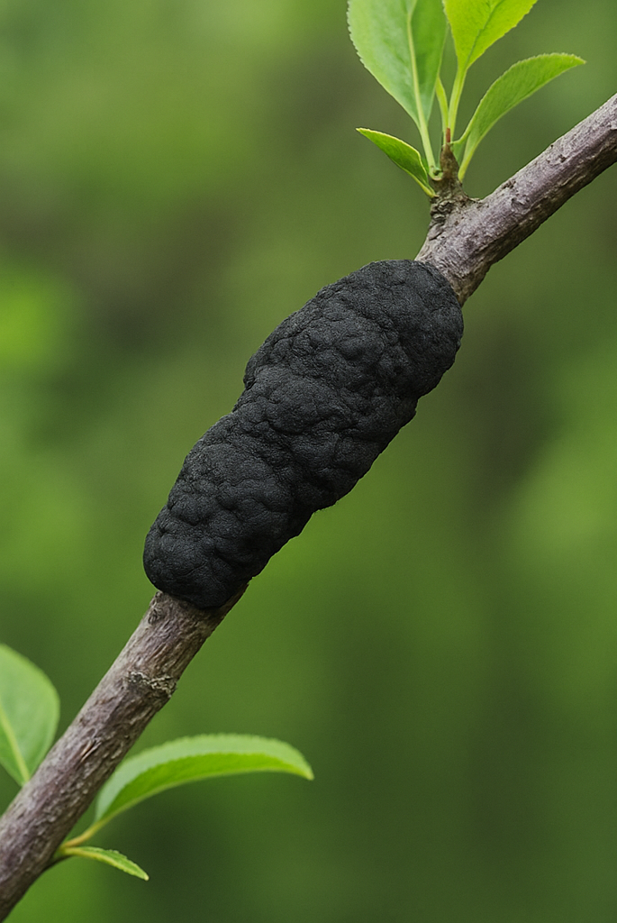 A close up of a black knot on a tree branch.