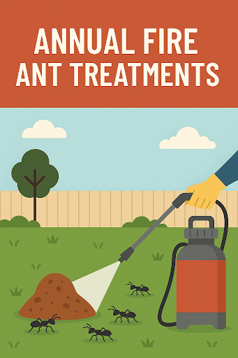 A person is spraying ants with a spray bottle in a Denton, TX  yard.