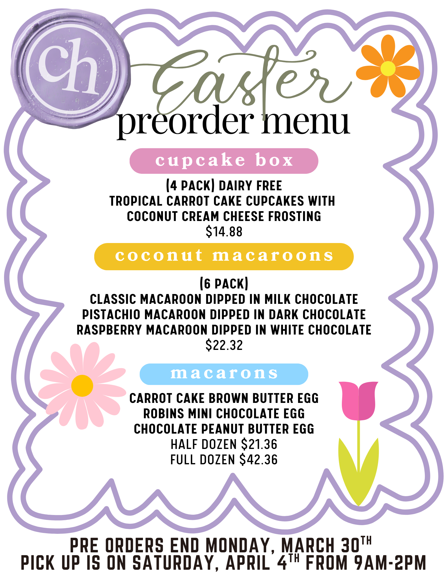 charhause holiday pre-order menu

