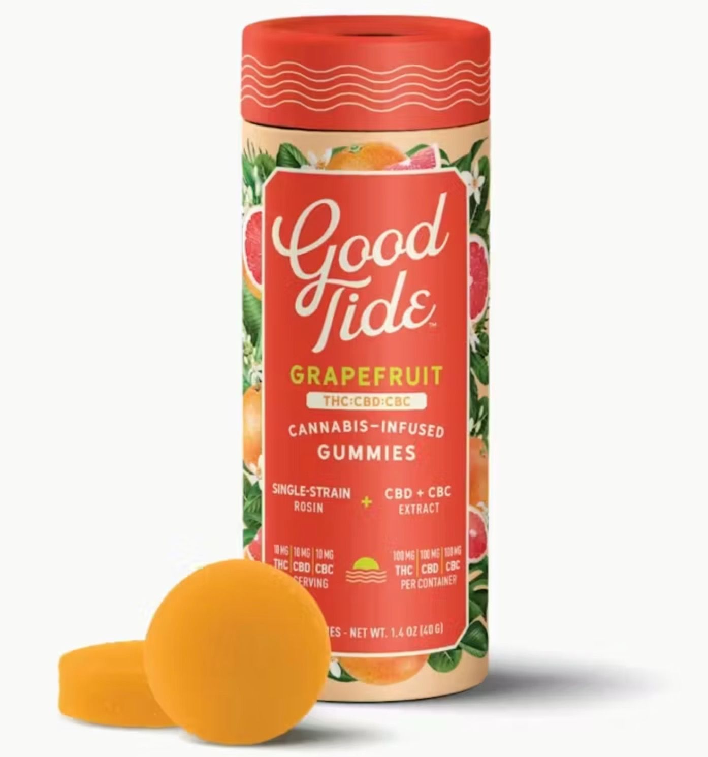 Grapefruit Solventless Hash Rosin Gummies | Blissful 1:1:1 THC:CBD:CBC - 10 ct.