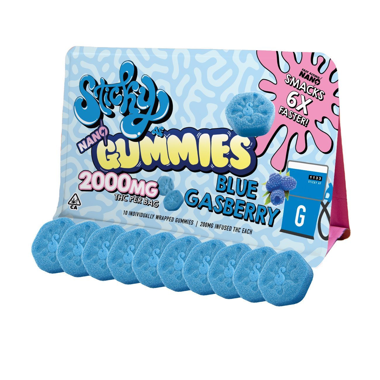 Sticky Nano Gummies - Blue Gaspberry - 2000 mgs