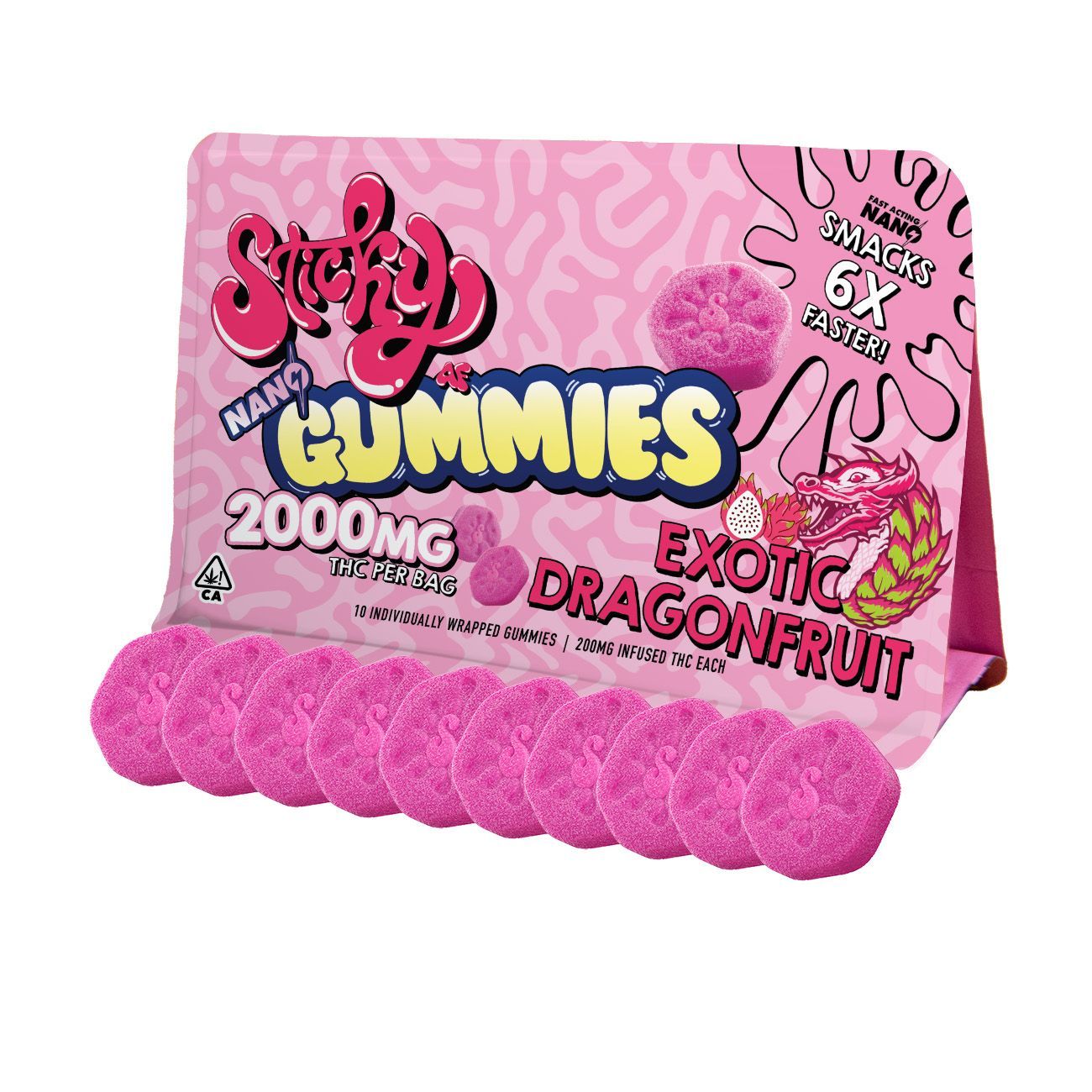 Sticky Nano Gummies - Exotic Dragon Fruit - 2000 mgs