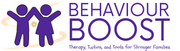 a logo for behaviour boost with two people holding hands
