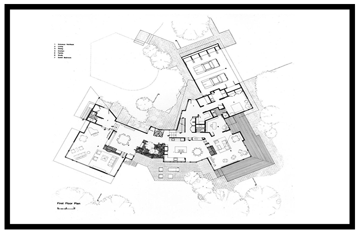A black and white floor plan of a house.
