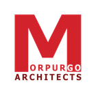 The logo for orpurgo architects is red and white