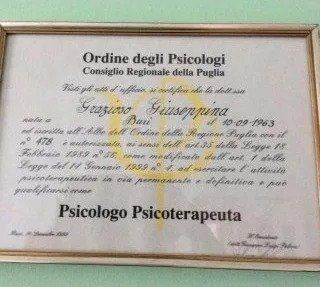diploma della psicoterapeuta