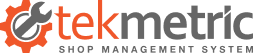Tekmetric shop management system logo with gray wrench and orange gear icon