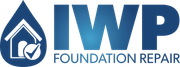 A blue logo for iwp foundation repair
