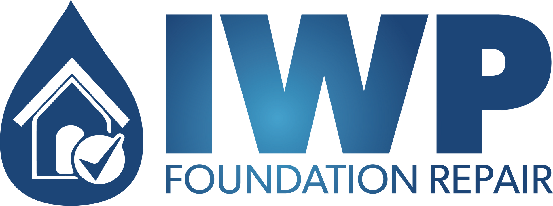 A blue logo for iwp foundation repair