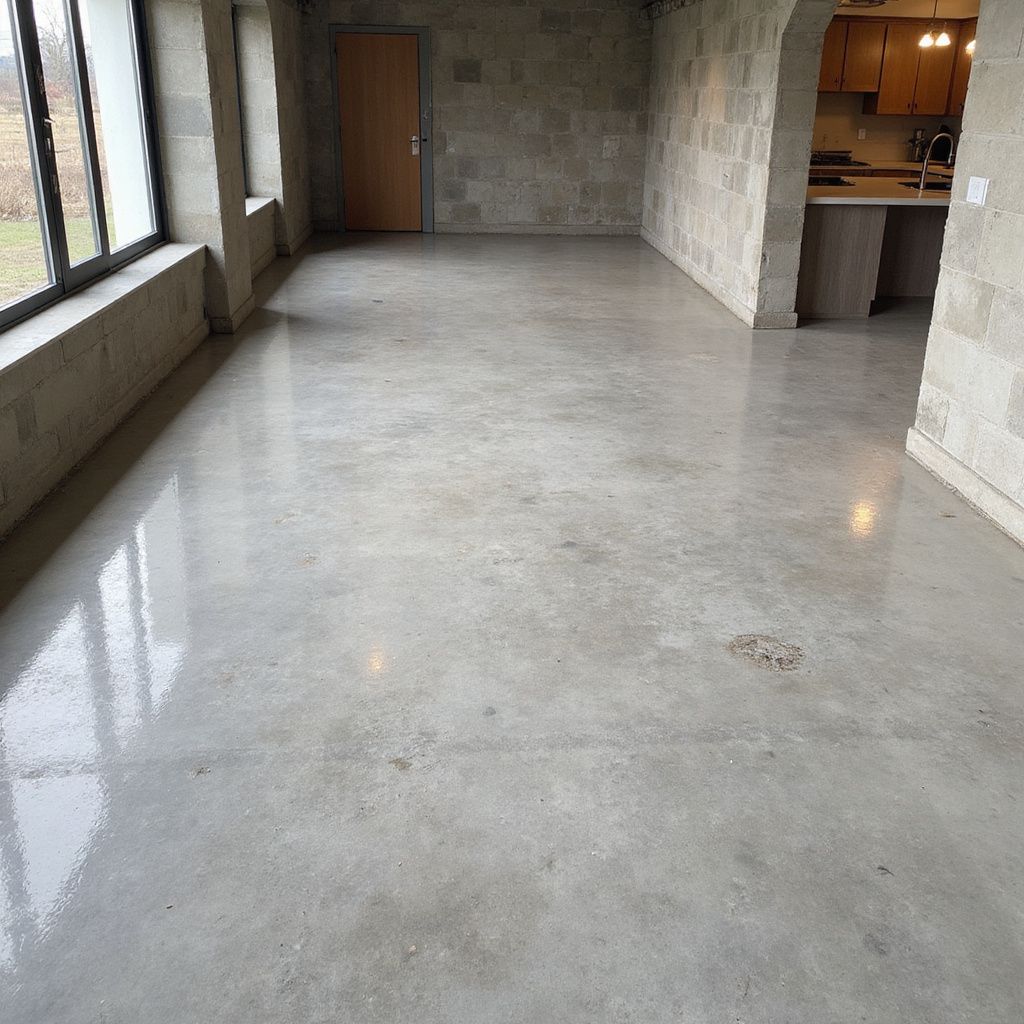 Empty room with polished concrete floor. Precise Polished Concrete.