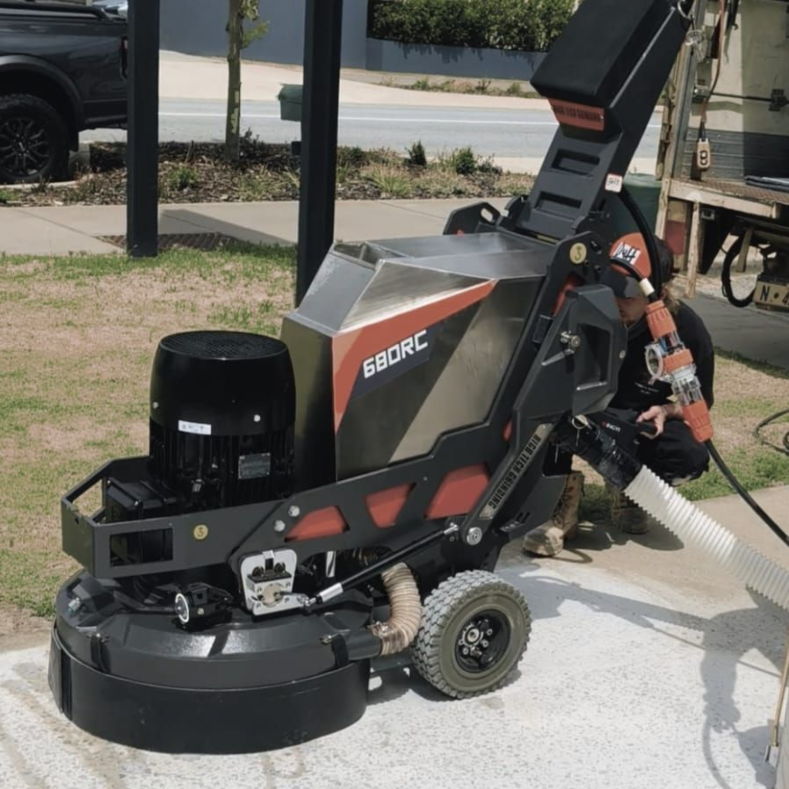 Dustless concrete grinder, honing and sealing, Margaret River.