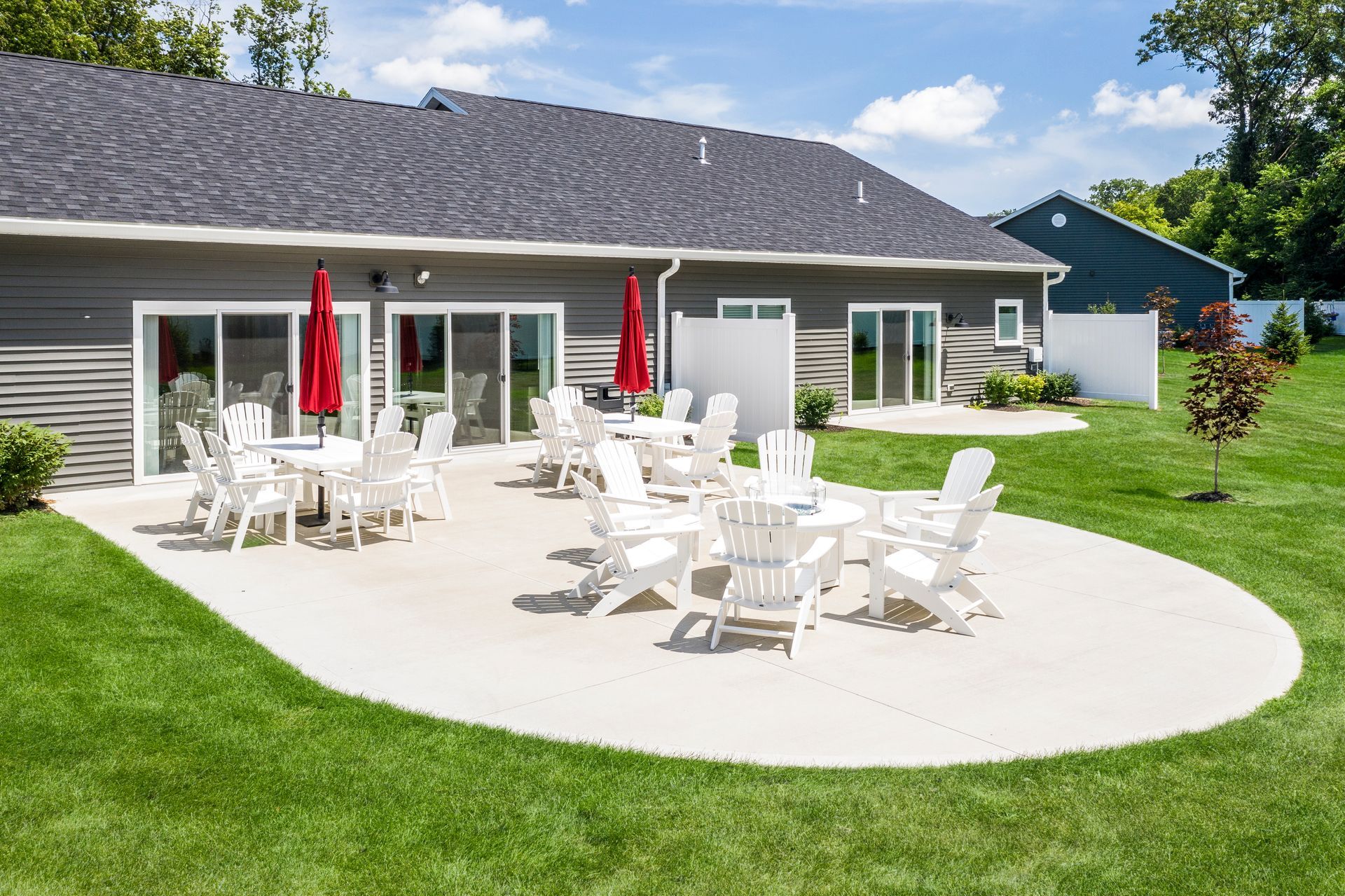 Photo of the backyard area behind duplexes