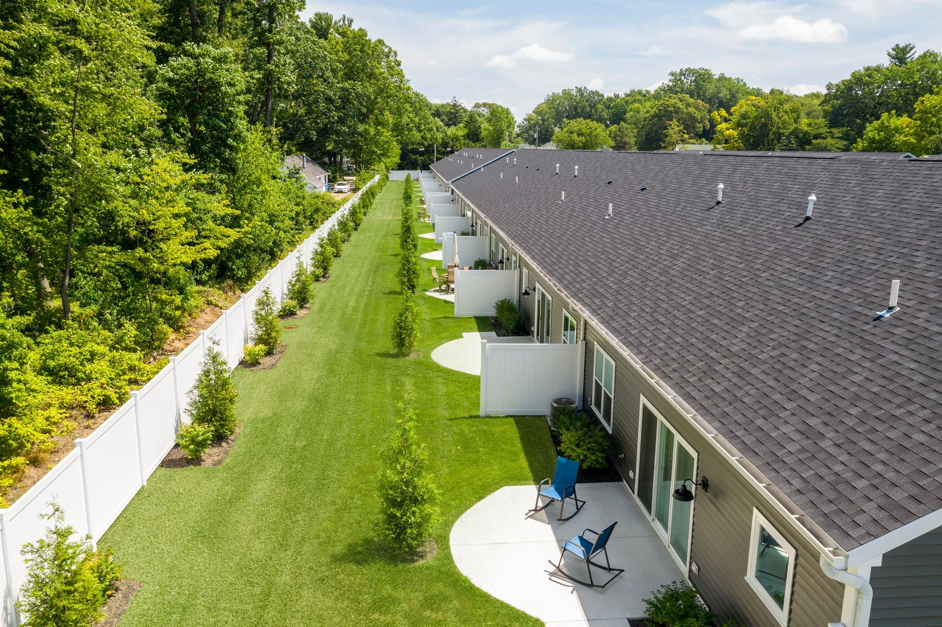 Photo of a large shared backyard space