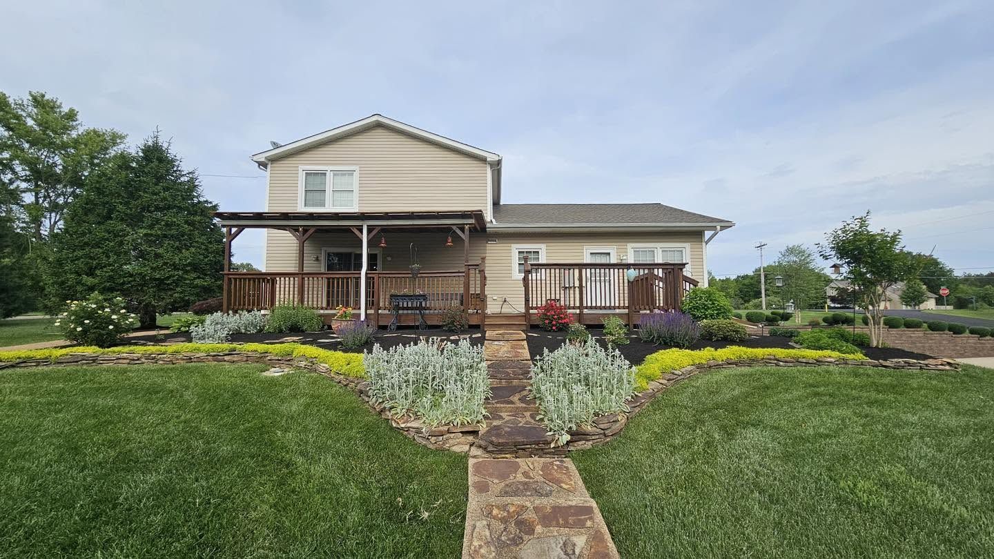 landscaping along walkway