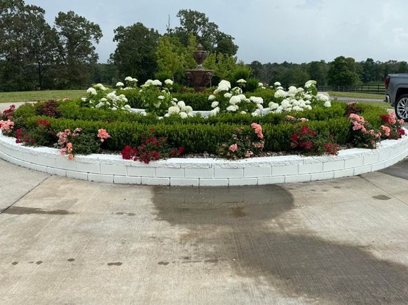 flowerbed with retaining wall