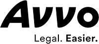 A black and white logo for Avvo legal easier.