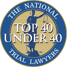 A logo for the national top 40 under 40 trial lawyers